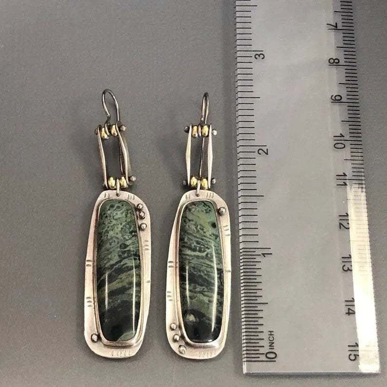 Two-tone marble pattern geometric alloy earrings with simple design