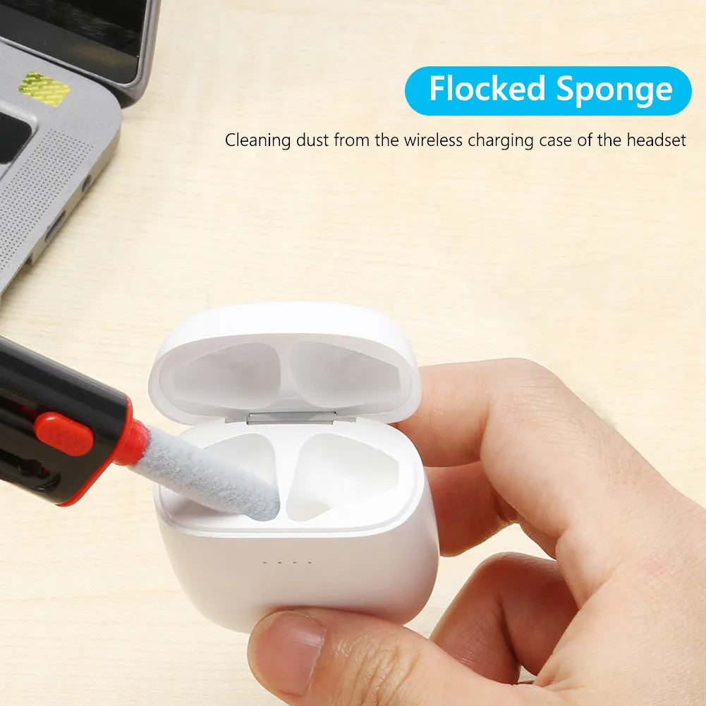 Multi-tool electronic cleaner pen with four cleaning heads for AirPods and Bluetooth earphones