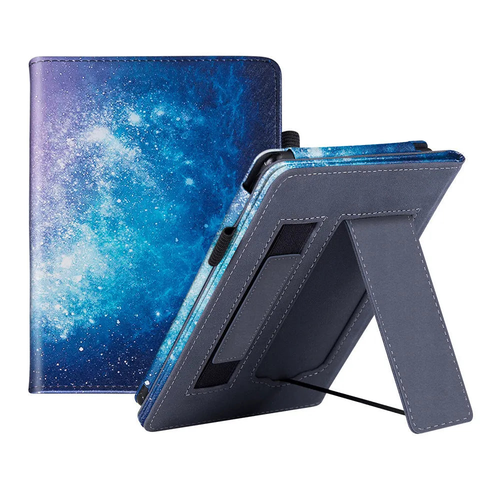 Kindle Paperwhite leather case with integrated wrist strap in a choice of colours including black calfskin.