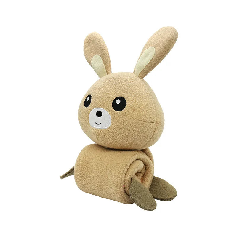 Fleece Rabbit plush dog toy with squeaker for training and food hiding games