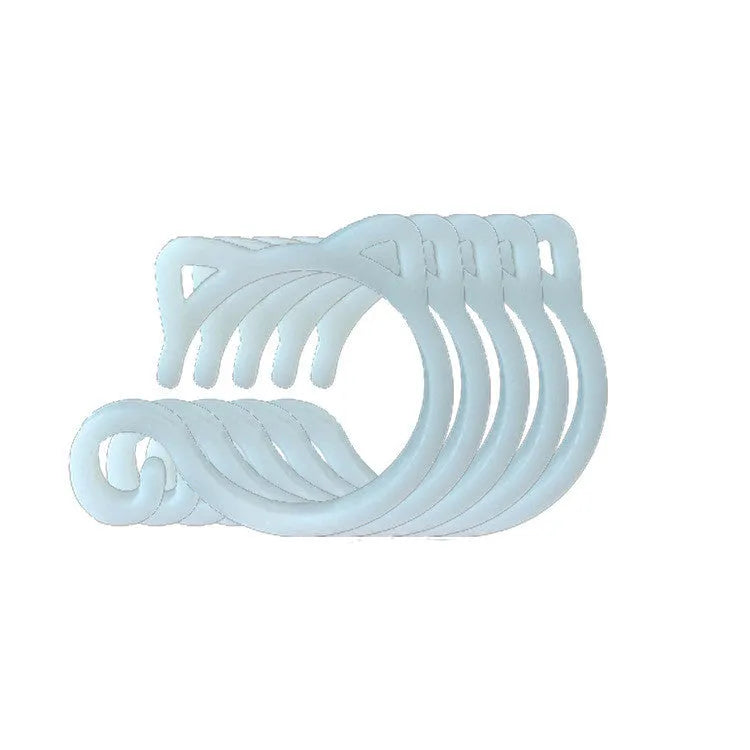 Cat-shaped plastic plant clip in red, yellow, green, or white, shown at 3x4 cm size.