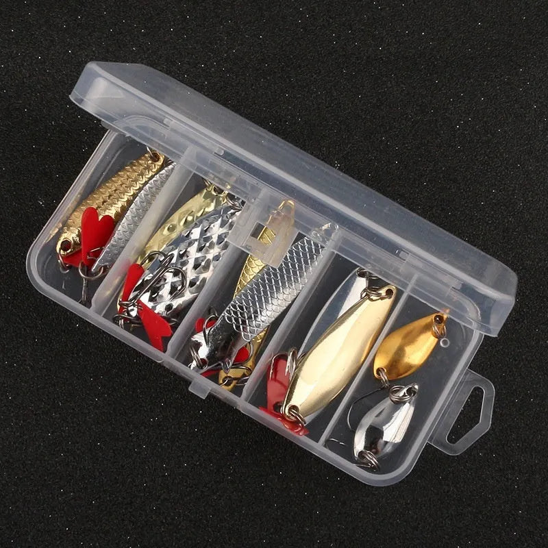 Pineapple sequin box iron fishing lure with gold and silver metal sequins in packaged sets