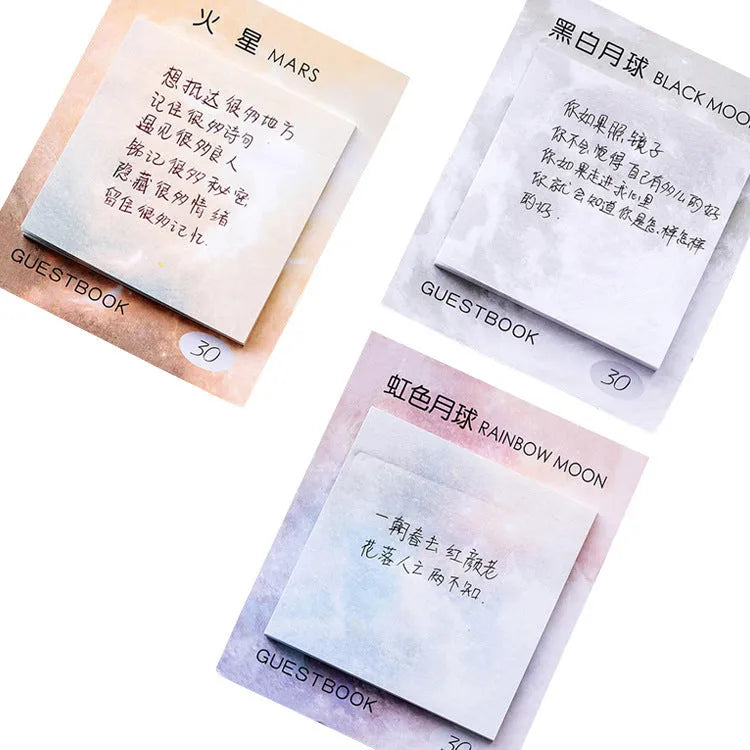 Square planet sticky notes notepad with oil painting artwork of celestial bodies