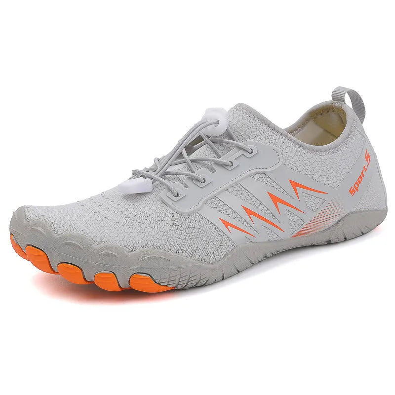 Quick-drying river tracing shoes with mesh uppers in apricot colour with natural rubber soles
