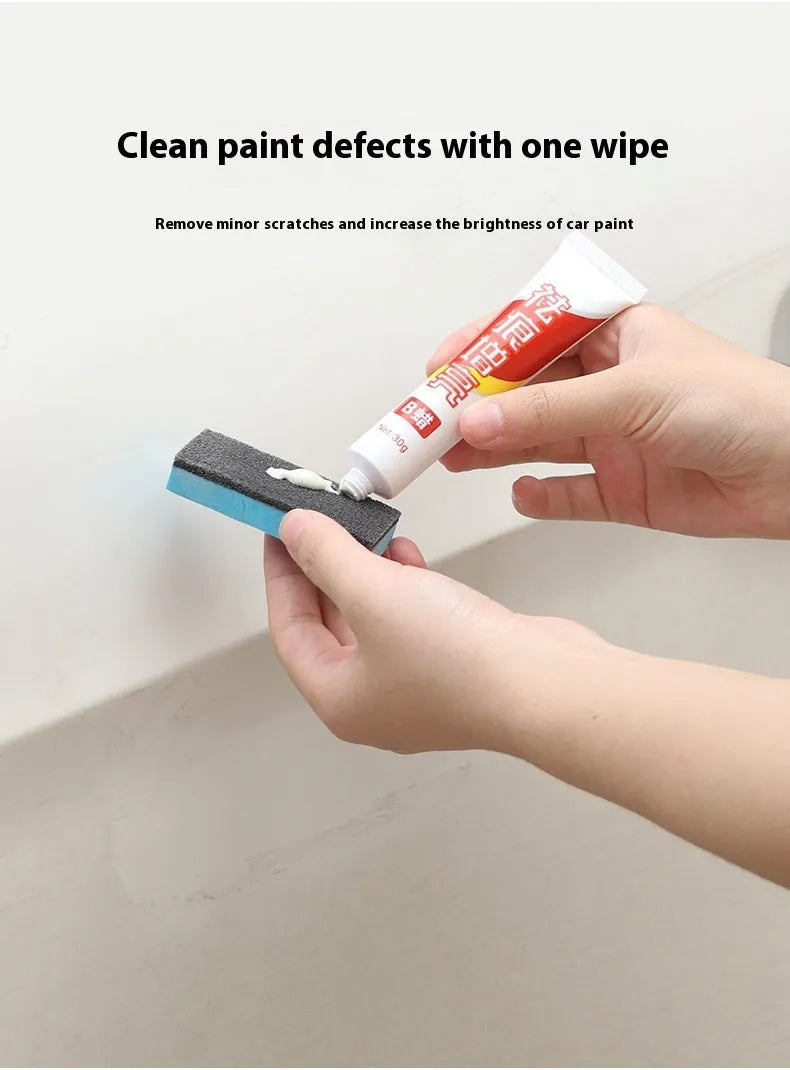 Car repair wax kit with A and B wax bottles and a frosted sponge applicator for scratch removal.