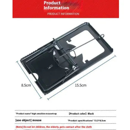 Automatic mouse trap cage and metal clamp rat trap shown in small, medium, and large size options.