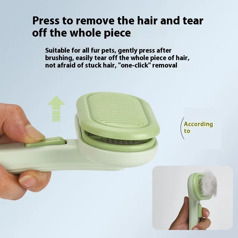 Large light grey pet hair comb with stainless steel blades for removing fur from cats and dogs.