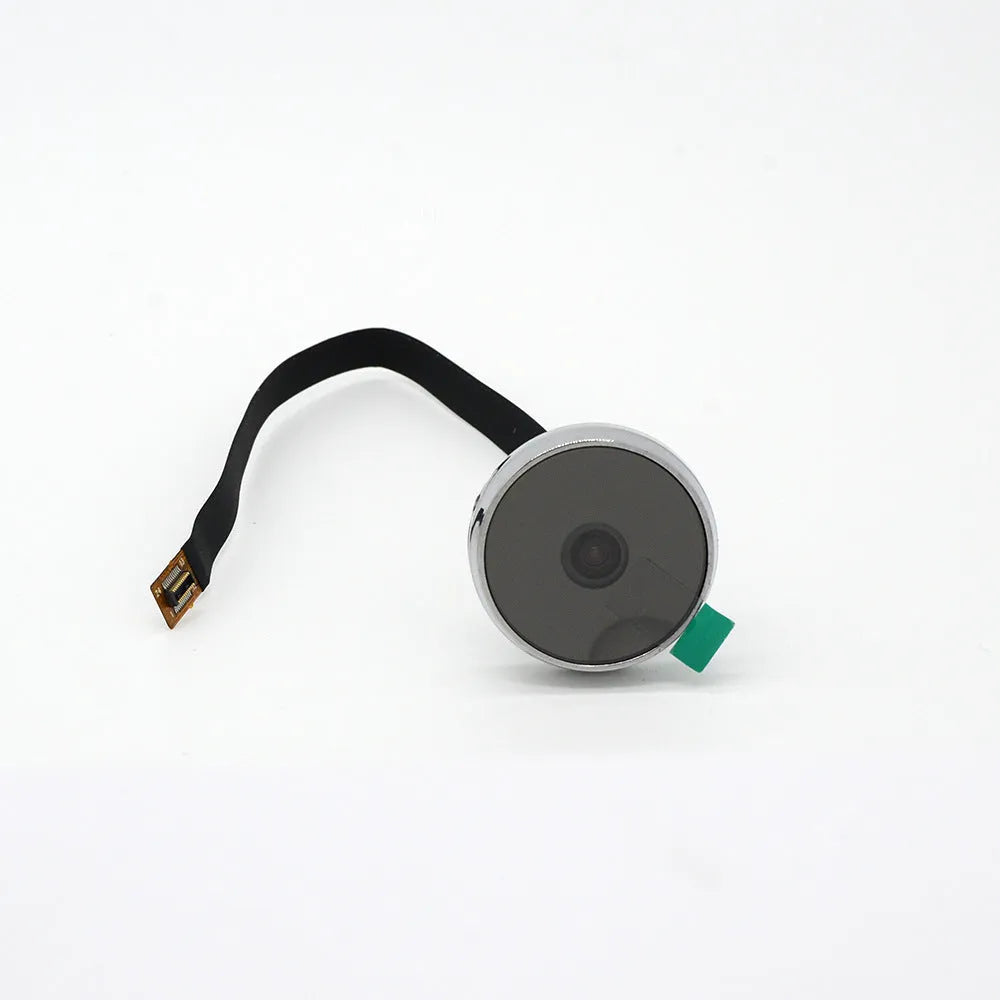 White video doorbell peephole camera with high resolution display replacing standard door viewer