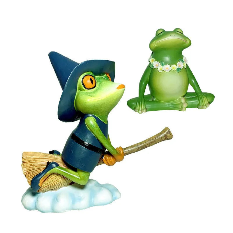 European-style Magic Yoga Frog ornament in RDW123 colour for shelf or table display.