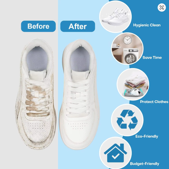 Effortless Shoe Laundry Bag with Rich Fluff Inside - Durable Zipped Washing Machine Protector for Trainers