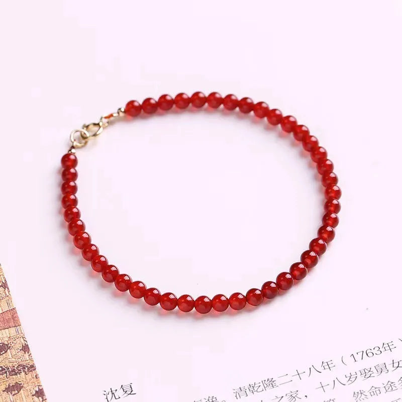 Ultra-thin red agate bracelet for women showing classic style and calm small profile