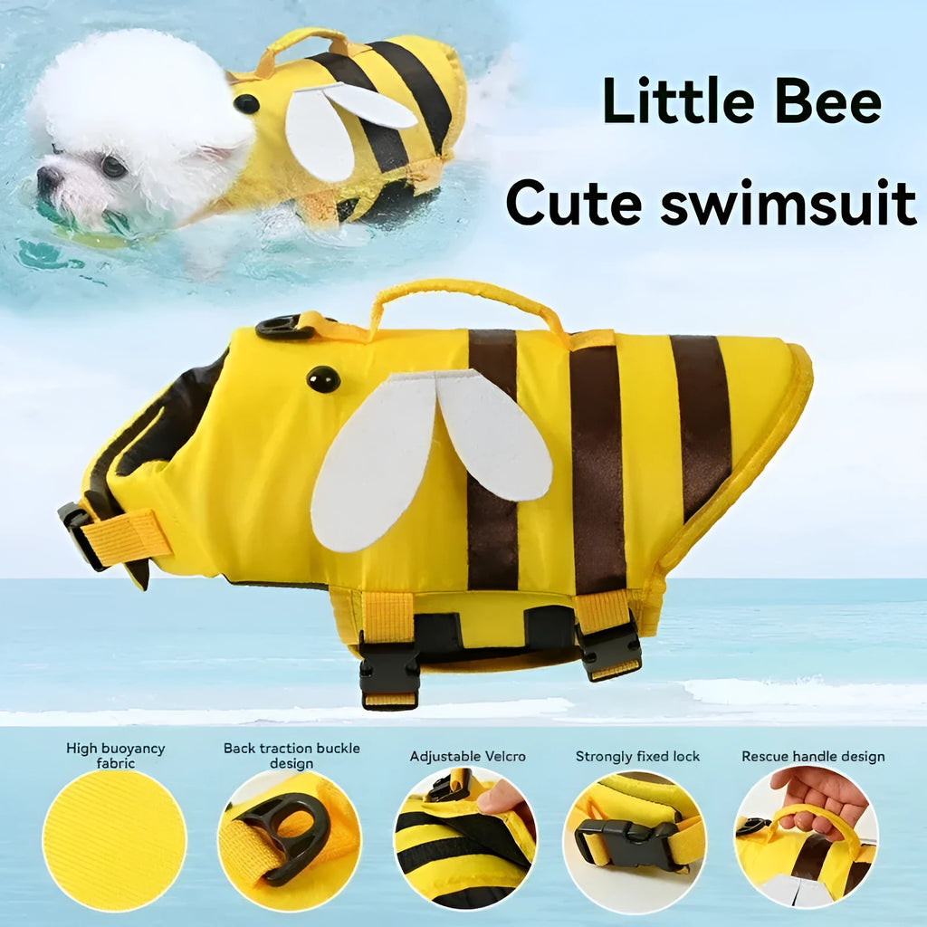 Green dog life jacket with reflective trim and adjustable straps for swimming safety