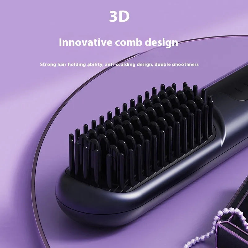 Portable charging negative ion straight hair comb in blue, grey or white.