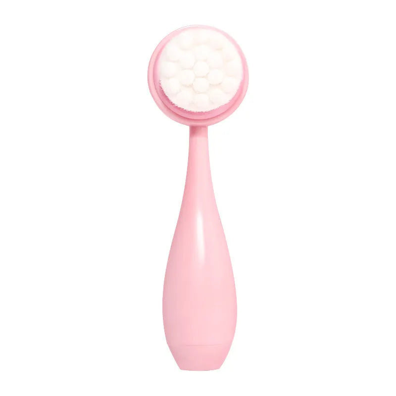 Facial brush set with coral fleece headband and nylon bristles in purple, grey, white or pink