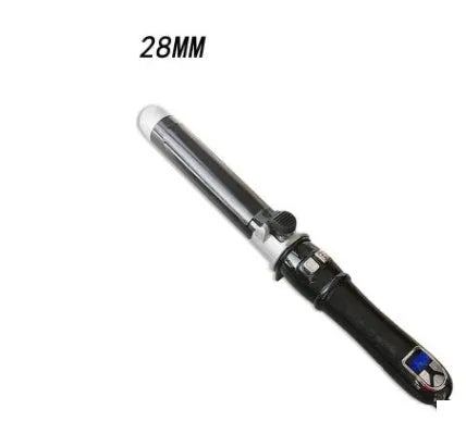 Automatic ceramic electric curling iron with LED display in black, showing barrel and control buttons