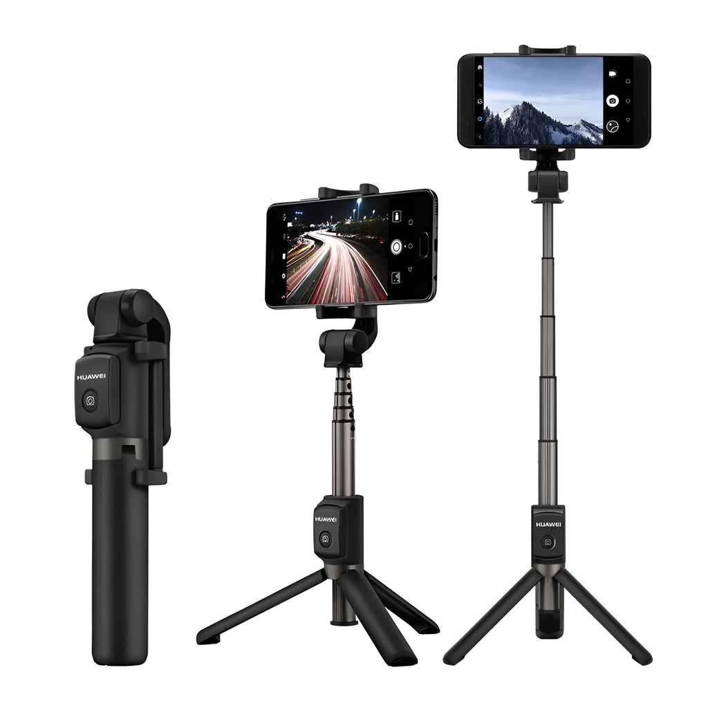 AF15 Bluetooth wireless mini tripod selfie stick folded at 186mm with plastic body in black colour