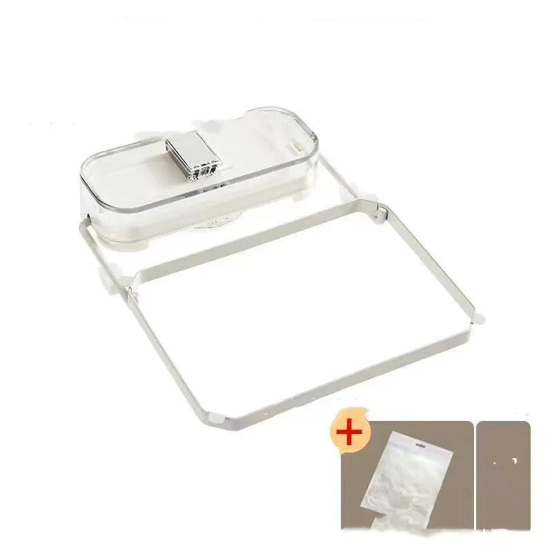 Green kitchen sink filter rack with suction cups and disposable filter pockets for food waste collection