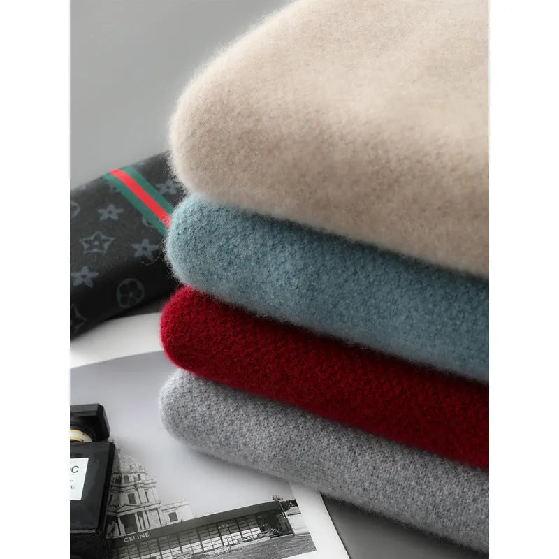 Half zip round neck sheep wool knitted sweater in slim fit for plus sizes