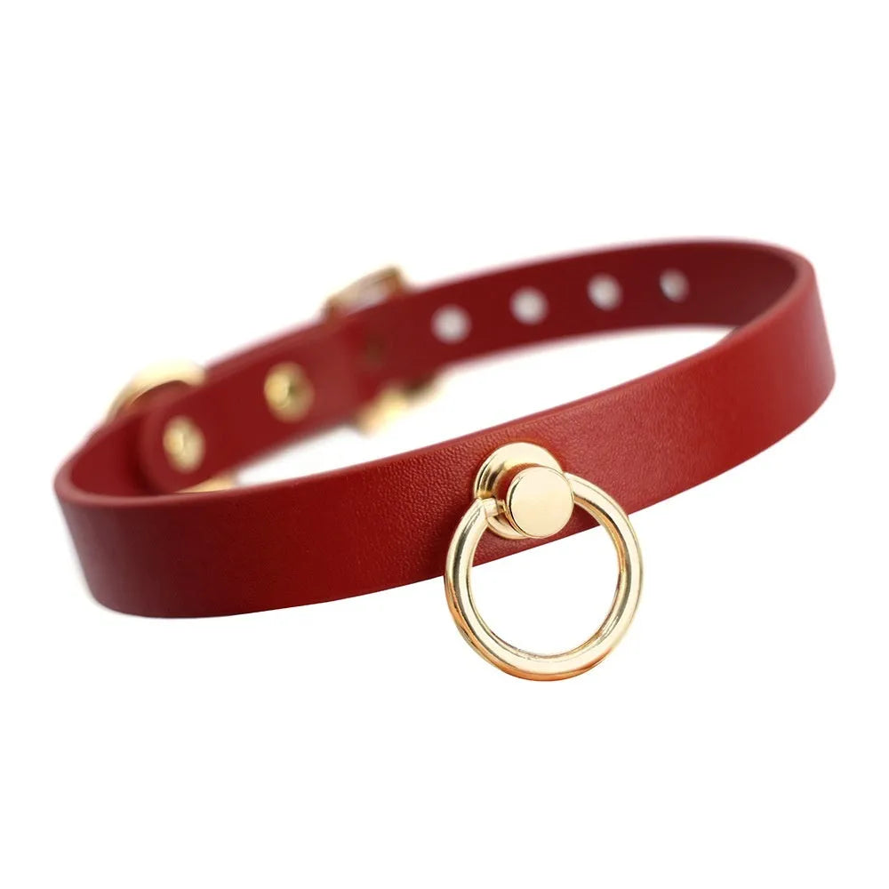 Genuine cowhide leather dog collar with brass D-ring and matching pull lead for large breeds.