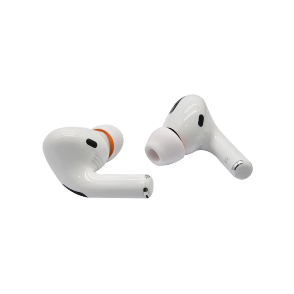 Orange white double layered noise reducing earplug sleeves for headphones made of silicone and memory cotton