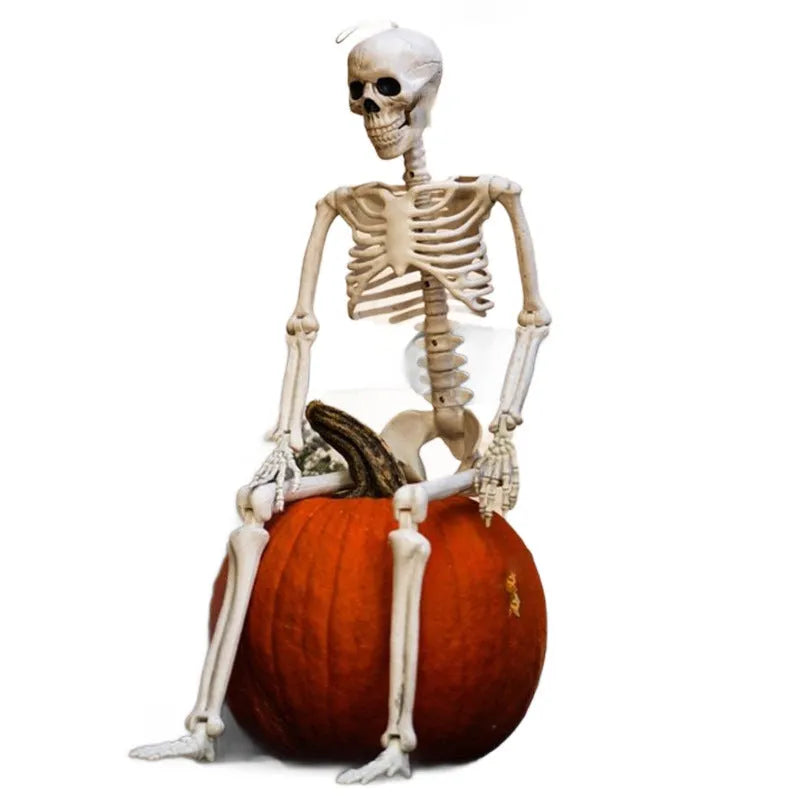 90cm tall movable joint plastic skeleton Halloween decoration prop posed standing