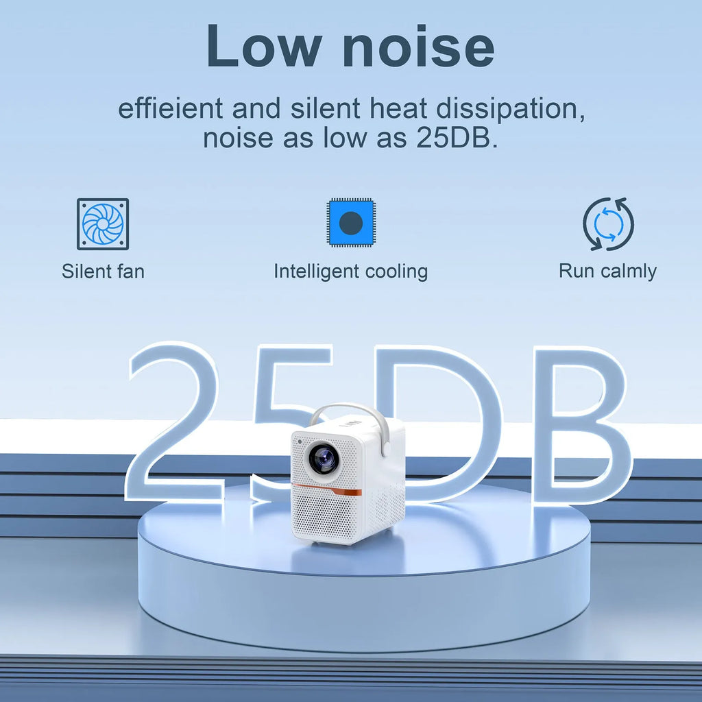 P10 portable Android projector in black or white with 720p resolution and 400 lumens brightness