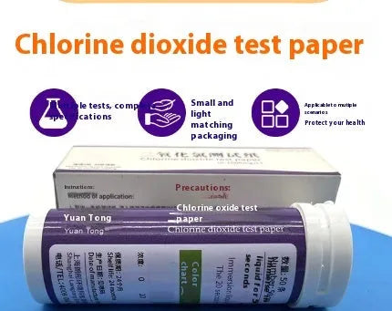 Chlorine dioxide test paper bottle containing 50 strips for 0-1000 mg/L waste water concentration detection