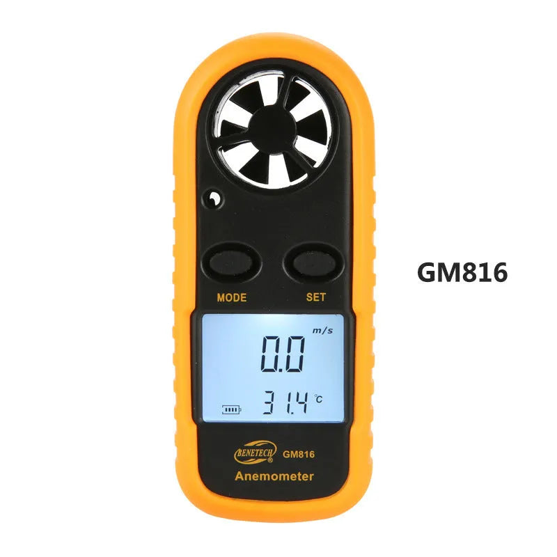 Orange digital portable wind speed measuring instrument handheld anemometer