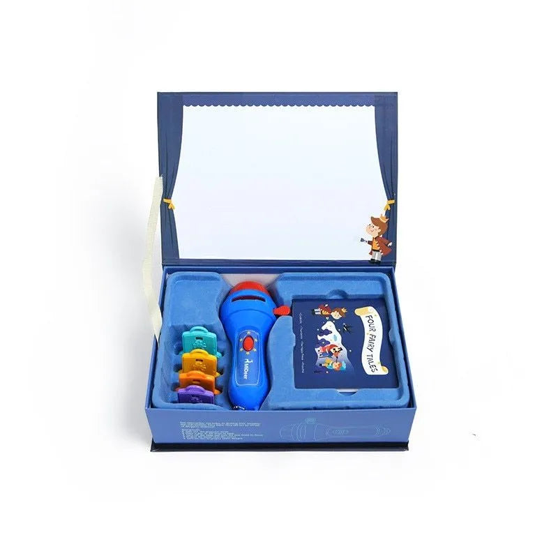 SmartKids story projector torch with four fairy tale projection discs showing colourful images