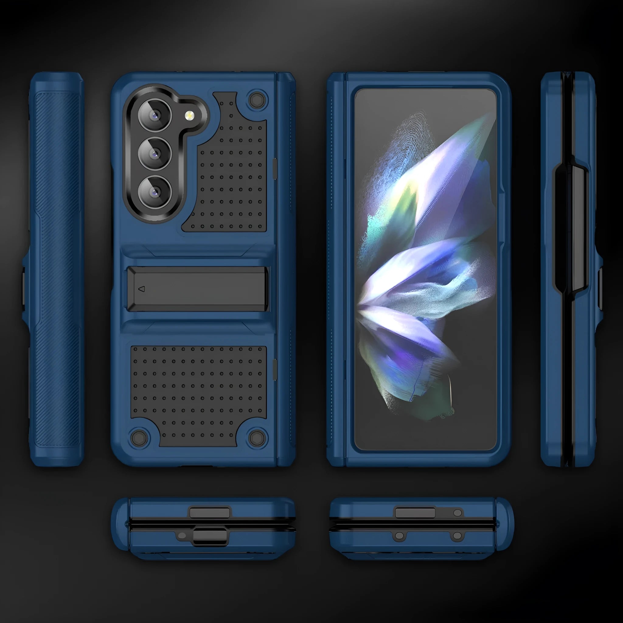 2-in-1 drop-resistant phone case for Samsung Z Fold 5 6 Z Flip 3 4 5 6 in Black and Grey, TPU PC hard case