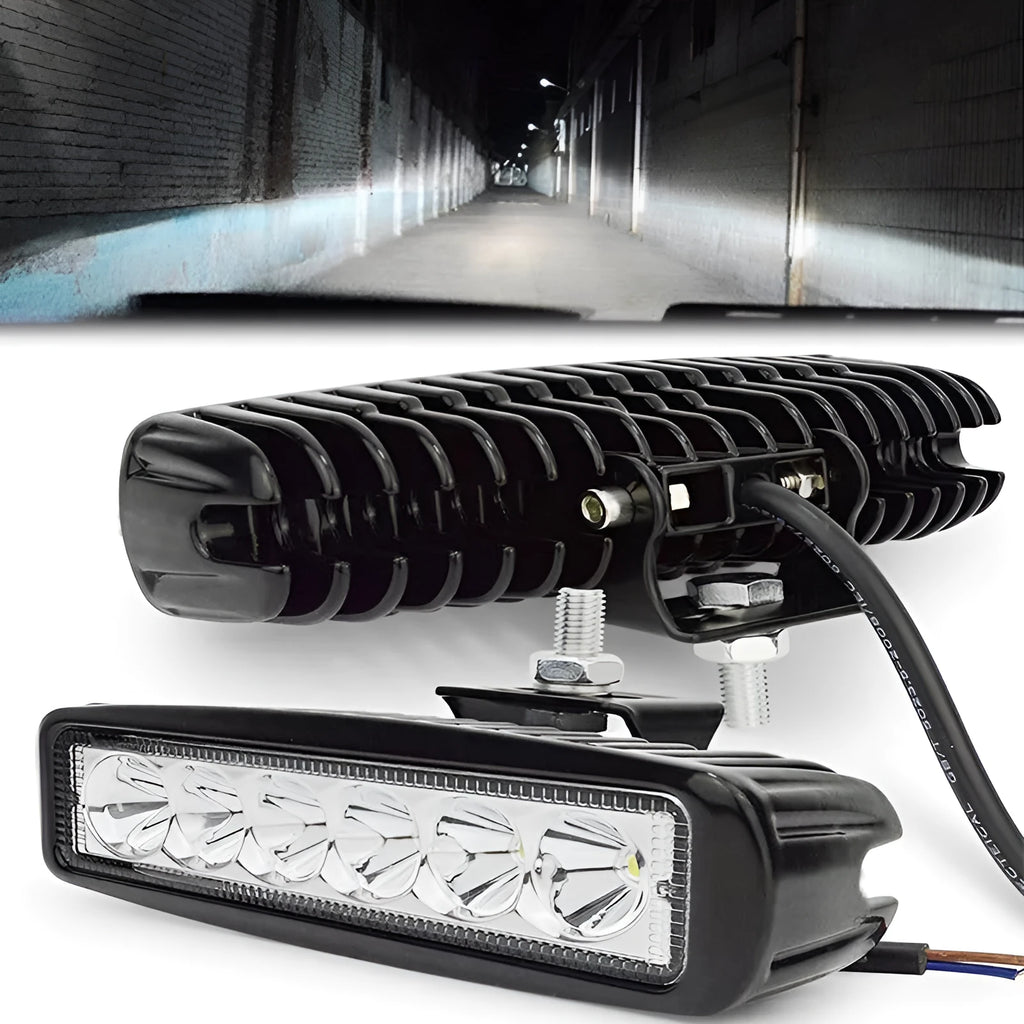 Black die-cast aluminium car auxiliary LED spotlight light for off-road and work use.