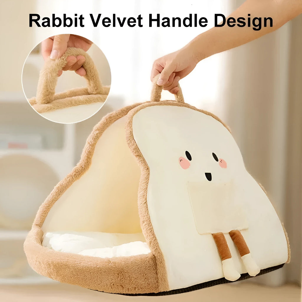 Winter cat tent pet house in green or yellow with soft lining and cave design