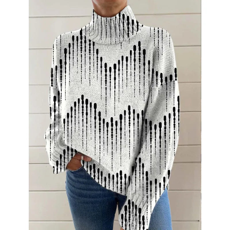 Women's abstract Christmas print casual top in polyester fabric