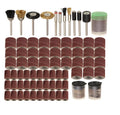 150-piece electric grinder accessories combo set with steel and copper heads, diamond wool pads, and sandpaper rings