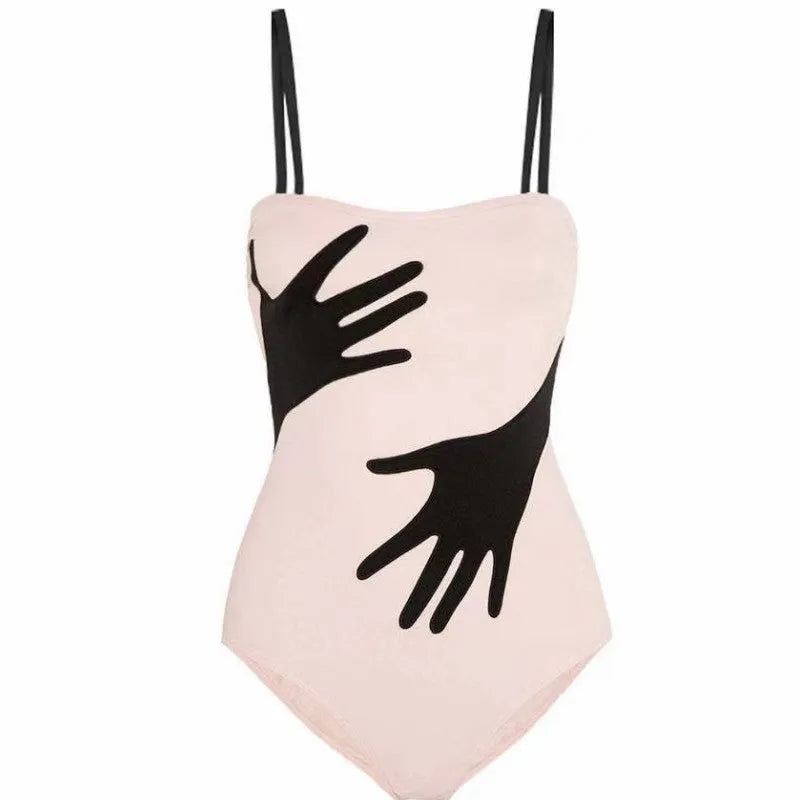 Women's one-piece bikini swimsuit in polyester fabric with gauze skirt pattern option