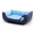 Pet dog sofa bed in blue with Oxford cloth cover and plush cushion, available in three sizes