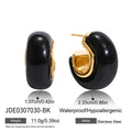 Stainless steel resin geometric ring stud earrings black bronze light luxury women