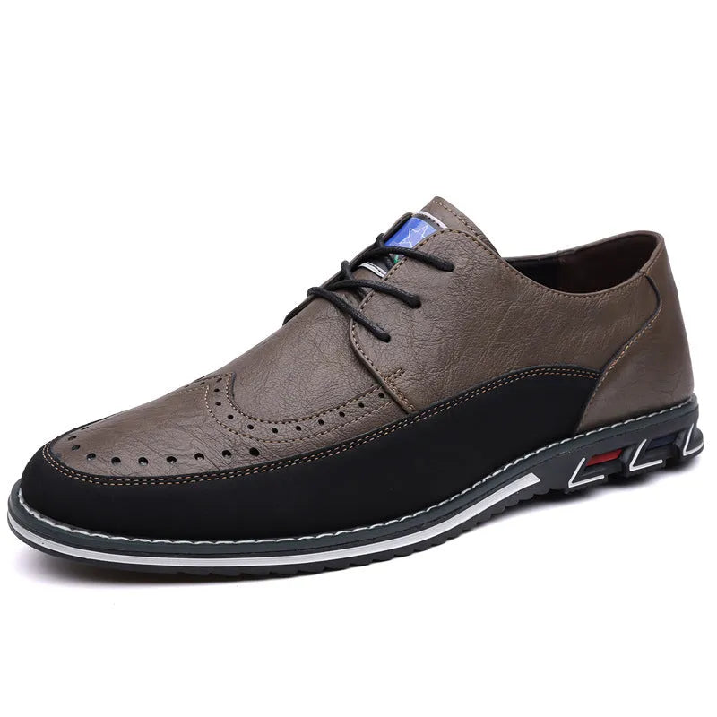 Men's leather casual slip-on shoes with leather toe cap and rubber soles in multiple colours