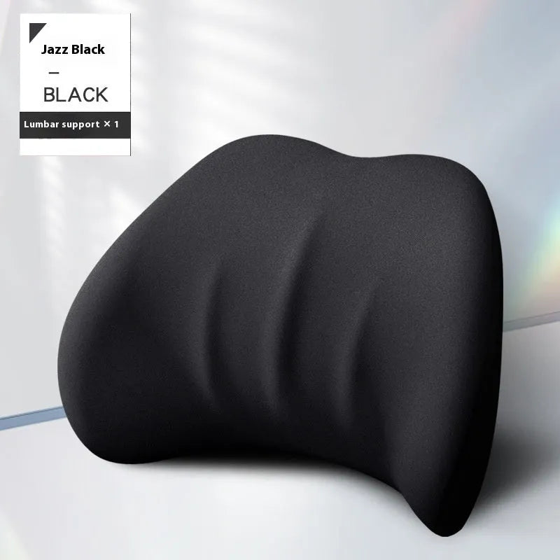 Memory foam automotive waist cushion in black elastic fabric for car lumbar support