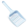 Blue plastic cat litter scoop, 20cm long, for cleaning litter trays.