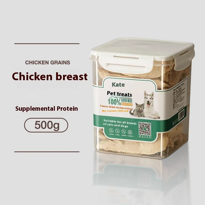 Freeze-dried chicken cat treats 500g in resealable bag or storage tin
