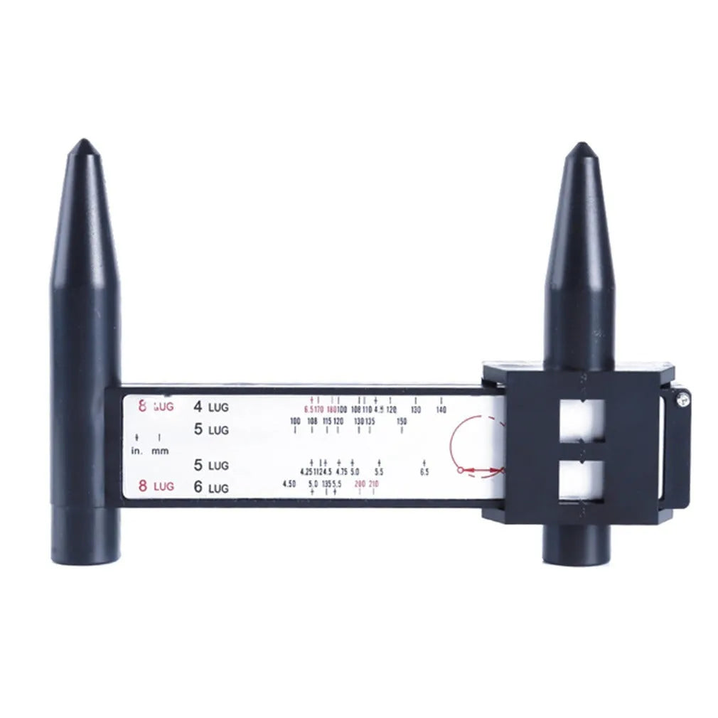 Plastic digital hole distance measuring tool with electronic caliper display, shown with dimensions.