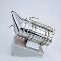 Stainless steel manual bee smoker with leather components for agricultural beekeeping