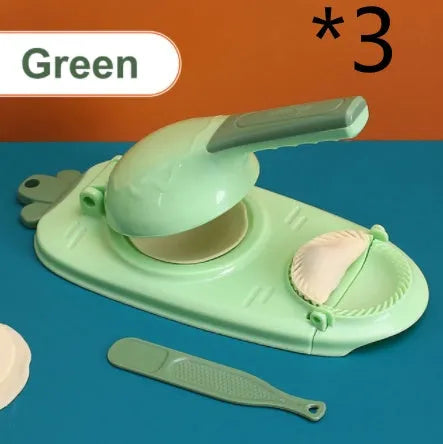 Orange and white 2-in-1 kitchen dumpling making tool with ergonomic handle and hanging hole