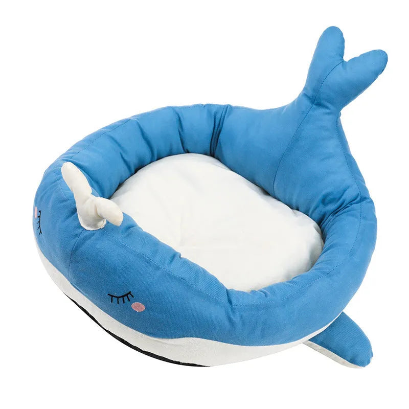 Duck-shaped fluffy pet bed sofa in blue or white colour for small dogs and cats