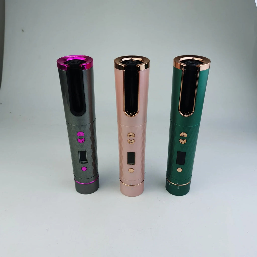 Portable automatic curler with multi-function charging, ABS plastic and aluminium alloy, 22.5x5x5 cm, available in green pink rose red