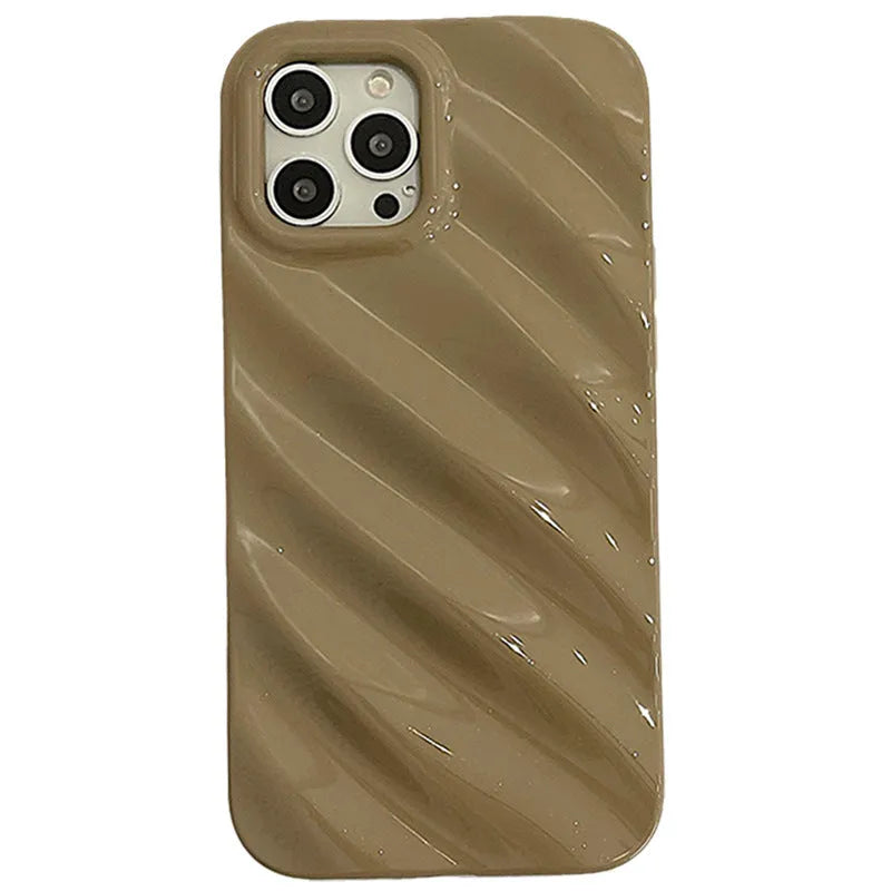 Ins style pleated iPhone case with laser electroplated metallic finish in silicone