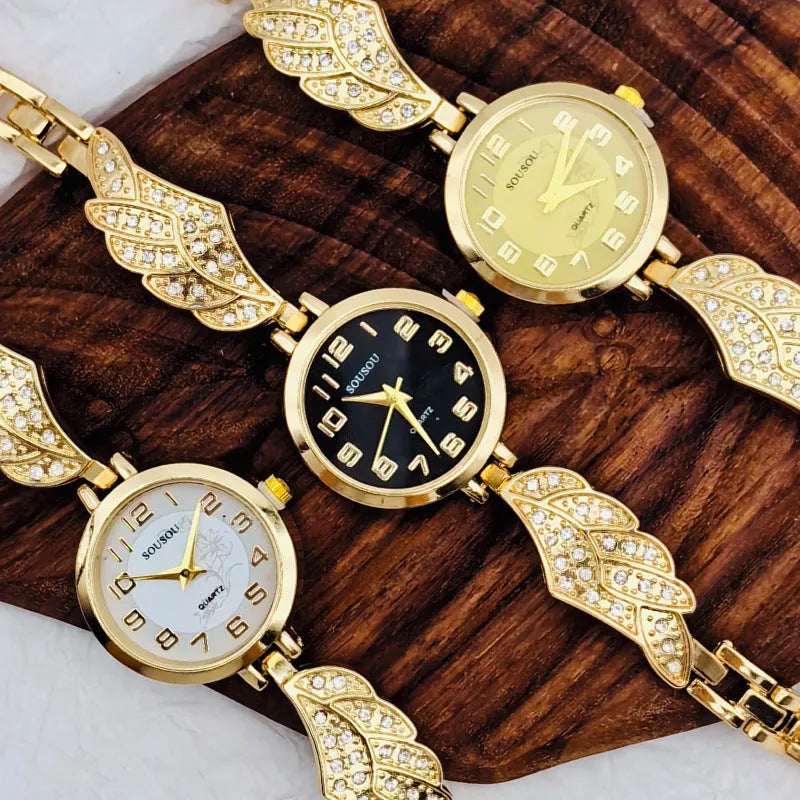 Stainless steel women's watch with round dial available in gold, white or black surface colours