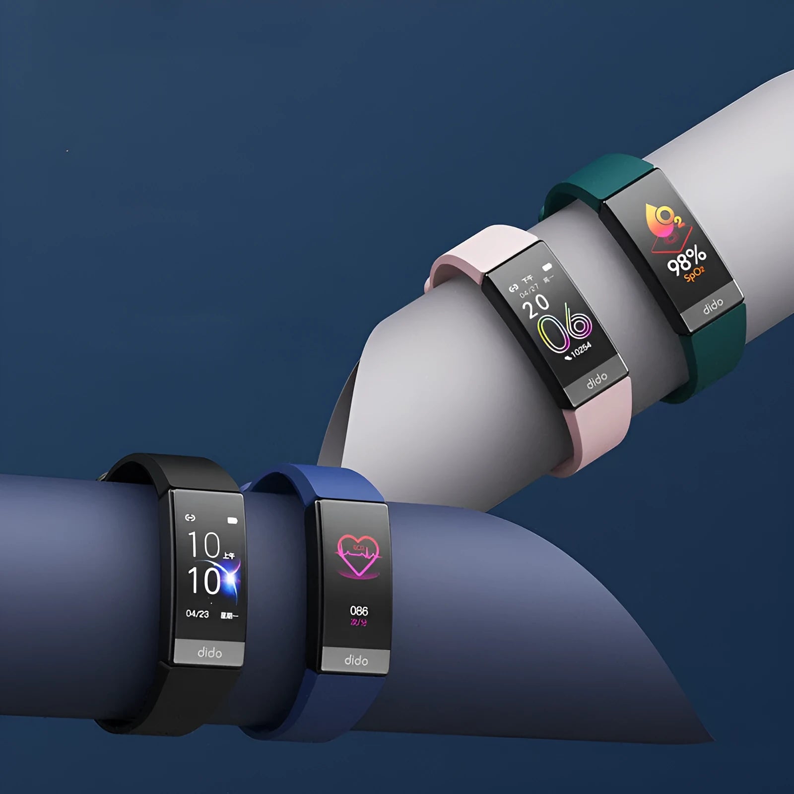 Y6 Black smart bracelet for blood pressure and ECG monitoring on a wrist, showing 1.1-inch screen.