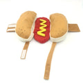 Funny stuffed hot dog costume suit on a small dog for party or cosplay